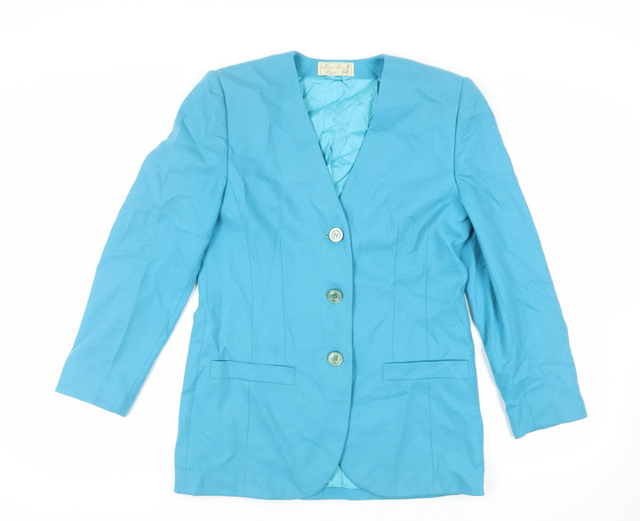 Helen Sykes Womens Blue Jacket Blazer Size 12 Button - Vintage