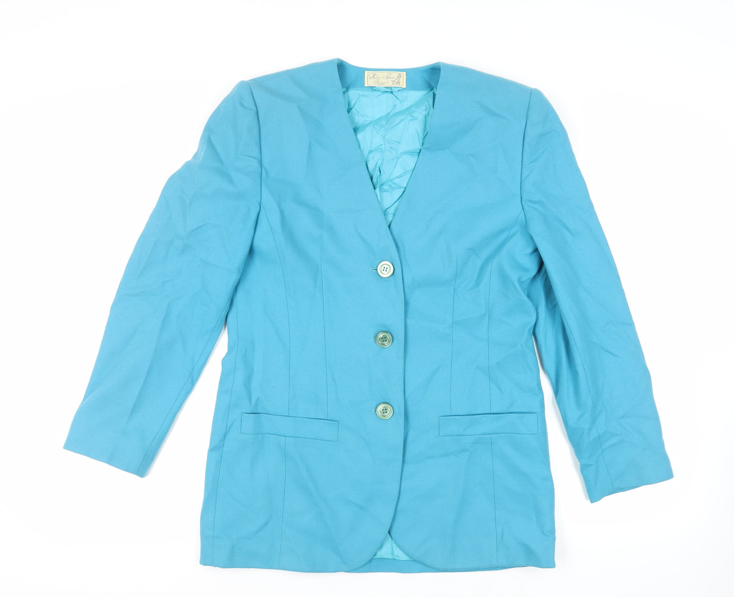 Helen Sykes Womens Blue Jacket Blazer Size 12 Button - Vintage