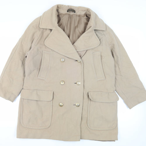 St Michael Womens Beige Pea Coat Coat Size 14 Button