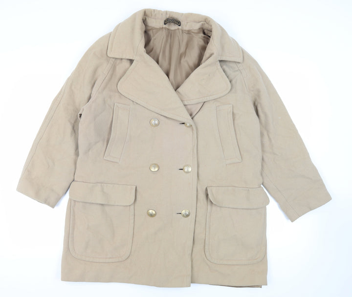 St Michael Womens Beige Pea Coat Coat Size 14 Button