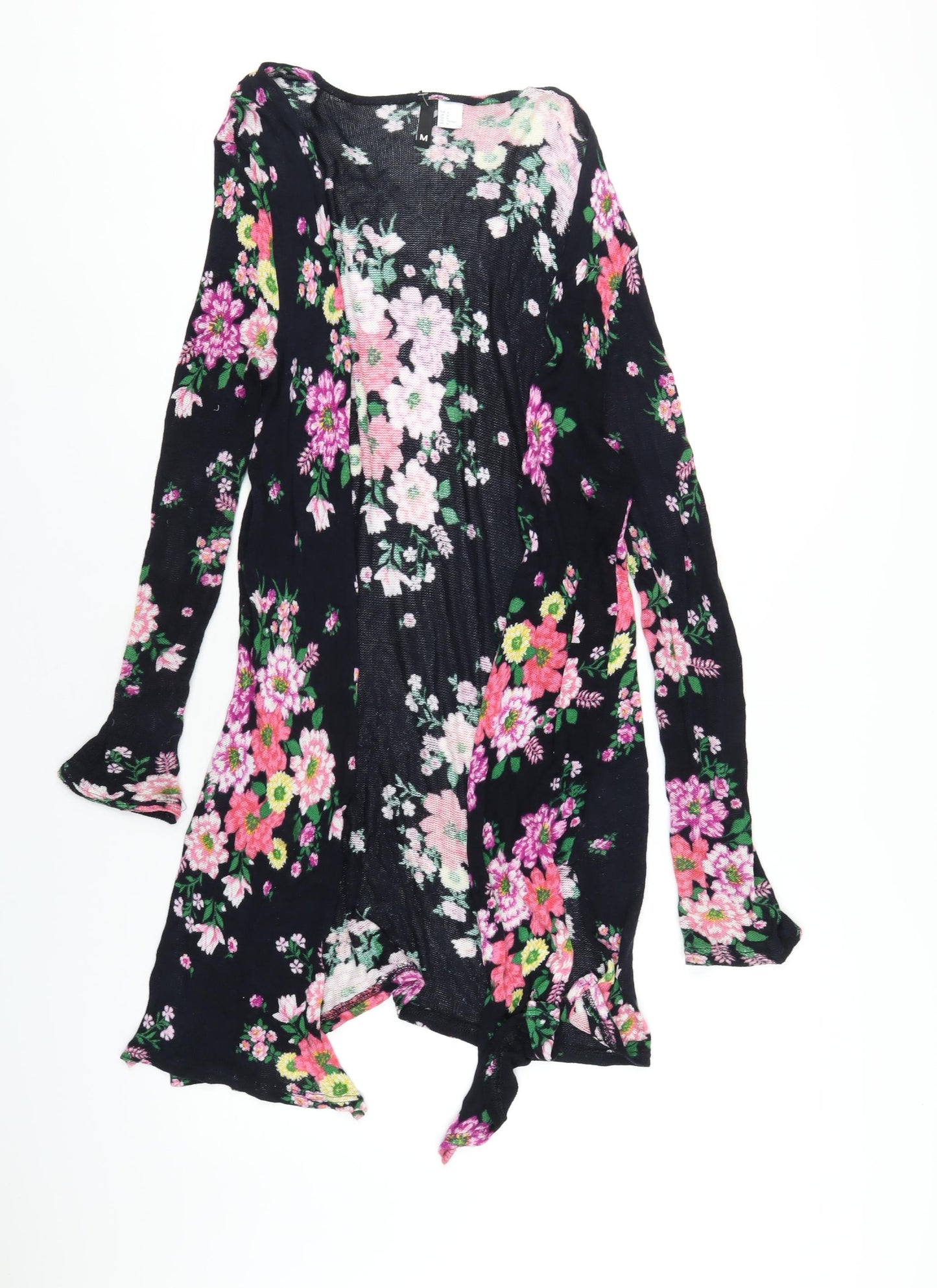 H&M Womens Multicoloured V-Neck Floral Viscose Cardigan Jumper Size M