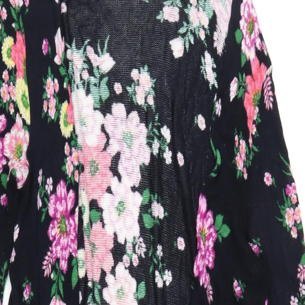 H&M Womens Multicoloured V-Neck Floral Viscose Cardigan Jumper Size M
