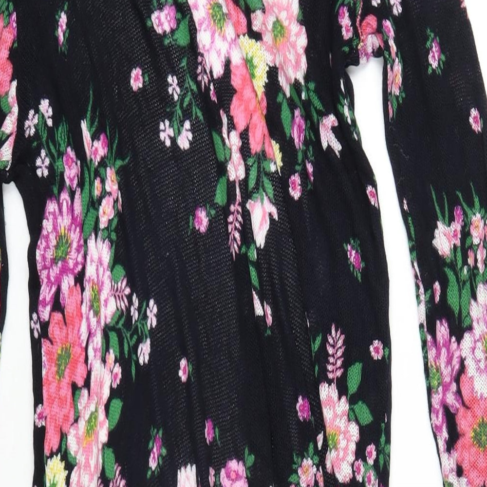 H&M Womens Multicoloured V-Neck Floral Viscose Cardigan Jumper Size M