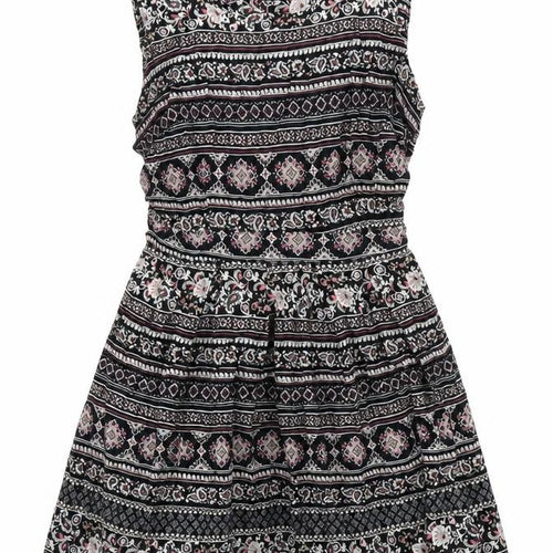 Dorothy Perkins Womens Black Geometric Viscose A-Line Size 16 Square Neck Zip
