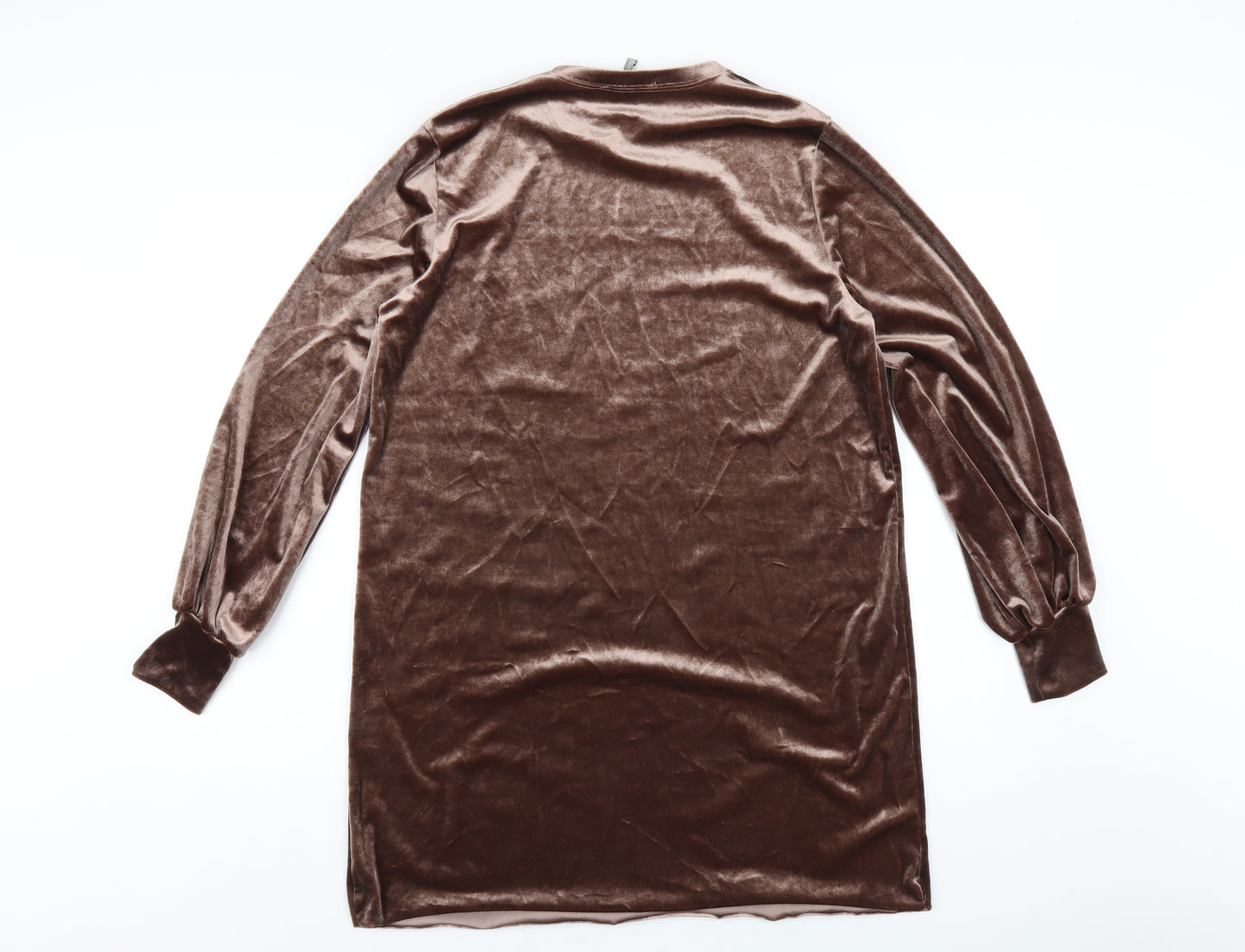 Zara Womens Brown Polyester T-Shirt Dress Size M Round Neck Pullover