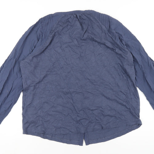 Per Una Womens Blue Cotton Basic Button-Up Size 12 Round Neck