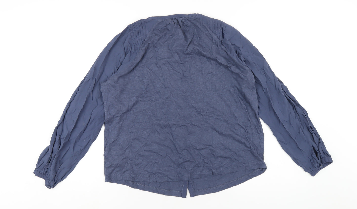 Per Una Womens Blue Cotton Basic Button-Up Size 12 Round Neck