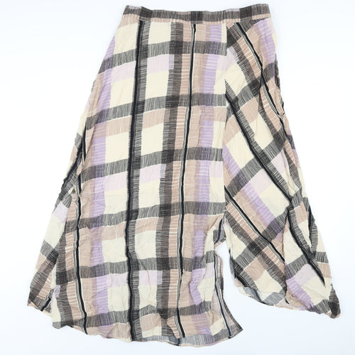 Marks and Spencer Womens Multicoloured Geometric Viscose A-Line Skirt Size 16 Zip