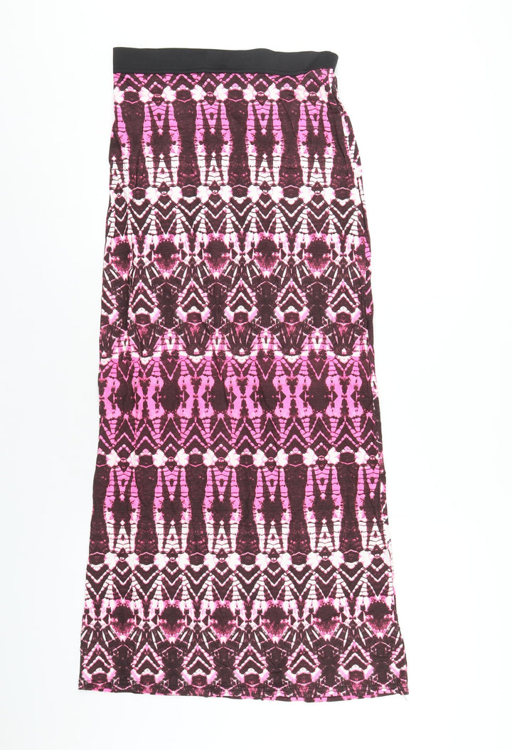 Select Womens Pink Geometric Viscose A-Line Skirt Size 10
