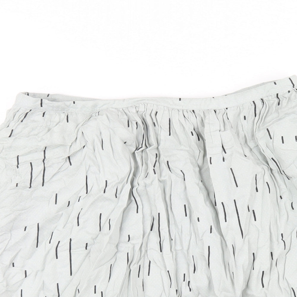 ICHI Womens Green Geometric Modal A-Line Skirt Size 10 Zip