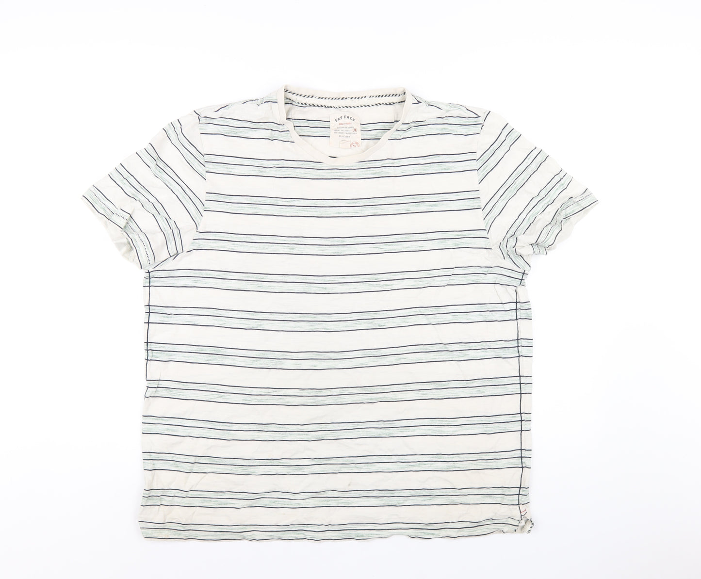 Fat Face Mens Multicoloured Striped Cotton T-Shirt Size XL Round Neck