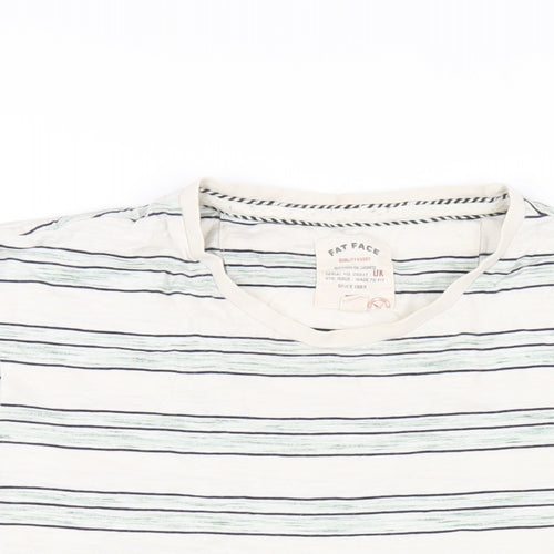 Fat Face Mens Multicoloured Striped Cotton T-Shirt Size XL Round Neck