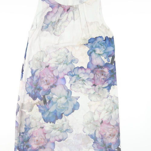 H&M Womens Multicoloured Floral Polyester A-Line Size 12 Round Neck Zip
