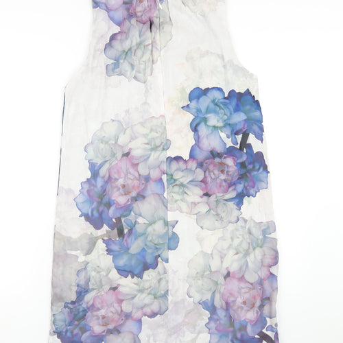 H&M Womens Multicoloured Floral Polyester A-Line Size 12 Round Neck Zip