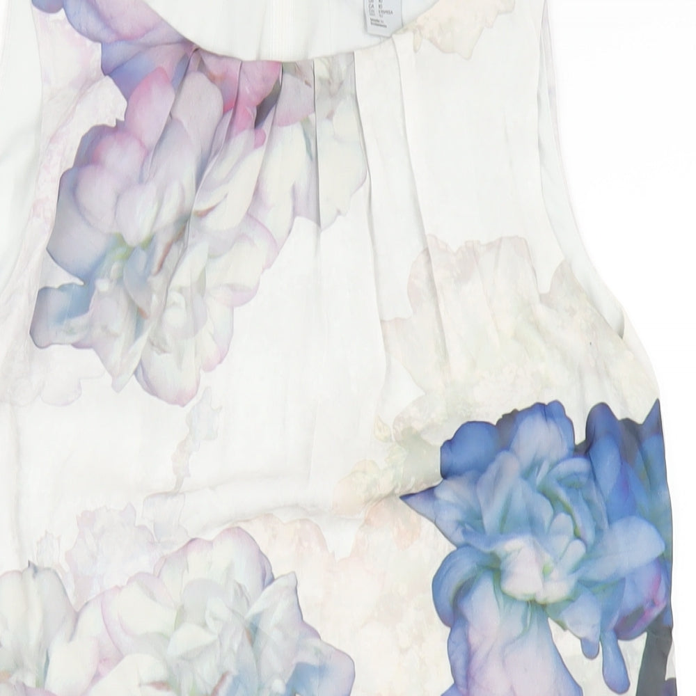 H&M Womens Multicoloured Floral Polyester A-Line Size 12 Round Neck Zip