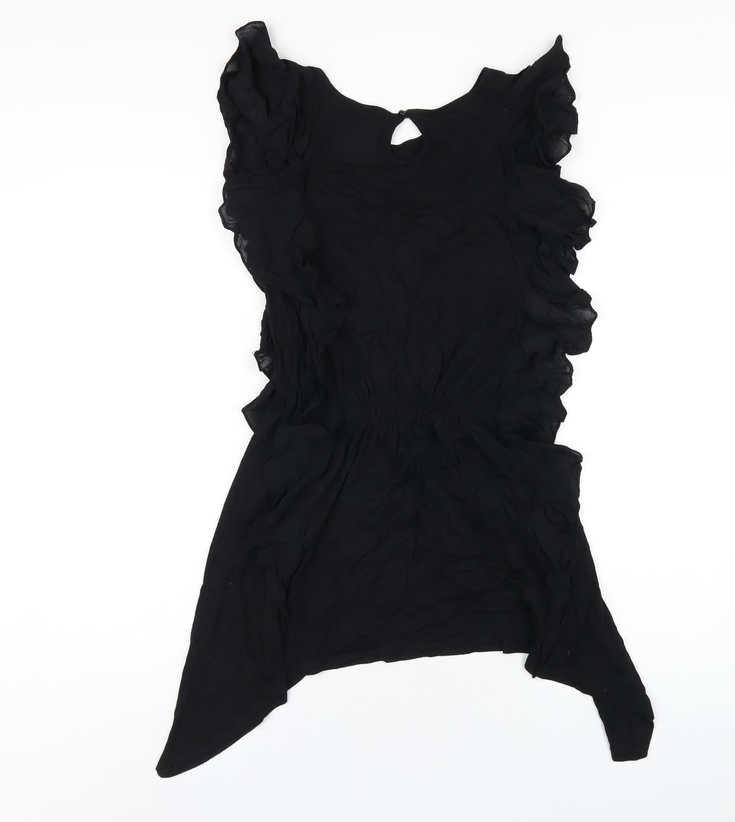 Zara Womens Black Viscose A-Line Size M Round Neck Button
