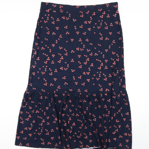 Marks and Spencer Womens Blue Geometric Viscose Trumpet Skirt Size 16