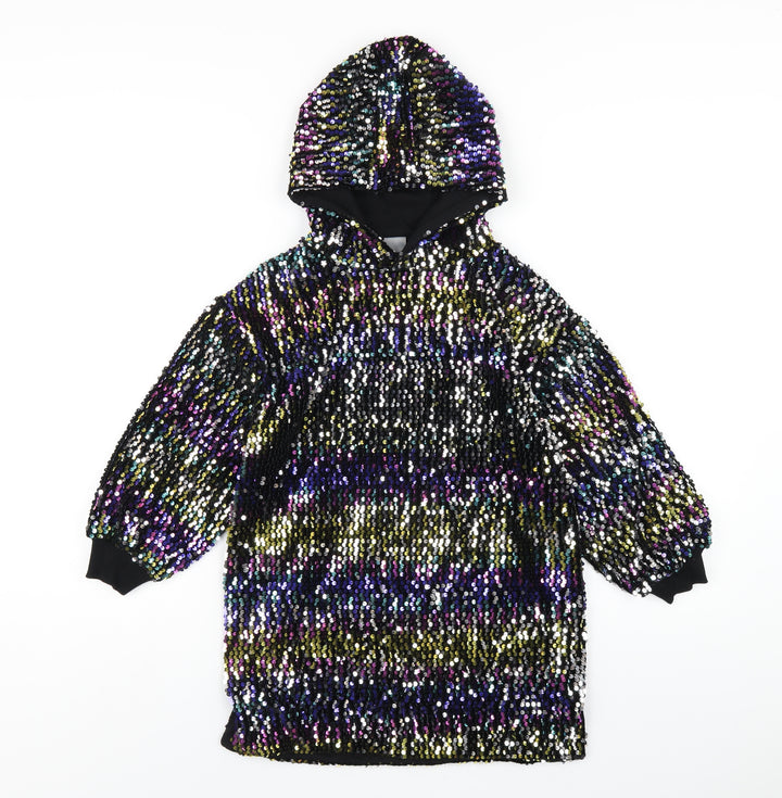NEXT Girls Multicoloured Polyester Pullover Hoodie Size 7 Years Pullover - Sequin