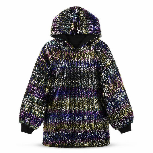 Front view of Next girls’ multicoloured polyester pullover hoodie, size 7, years pullover - sequin