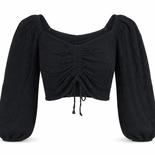 ASOS Womens Black Cotton Cropped T-Shirt Size 2 V-Neck