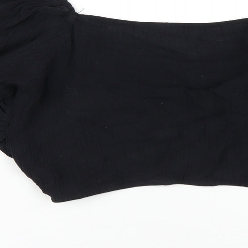 ASOS Womens Black Cotton Cropped T-Shirt Size 2 V-Neck