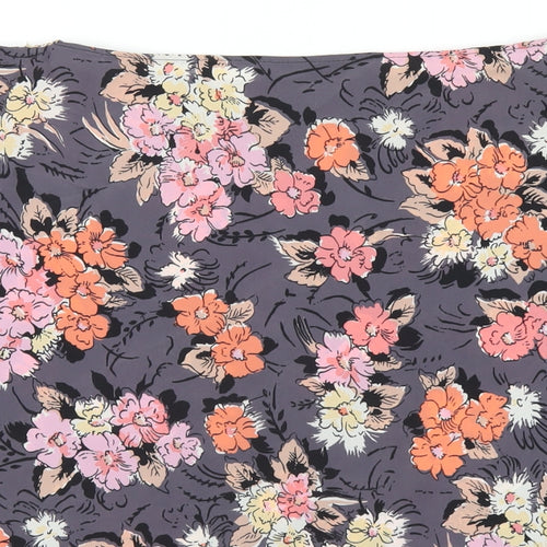 Zara Womens Grey Floral Polyester Basic T-Shirt Size M Boat Neck