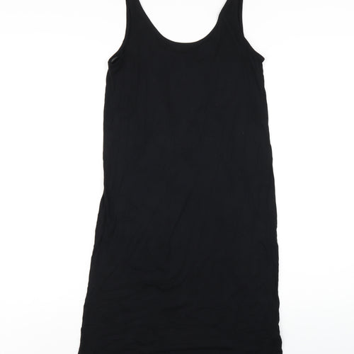 Marks and Spencer Womens Black Viscose Tank Dress Size S Scoop Neck Pullover