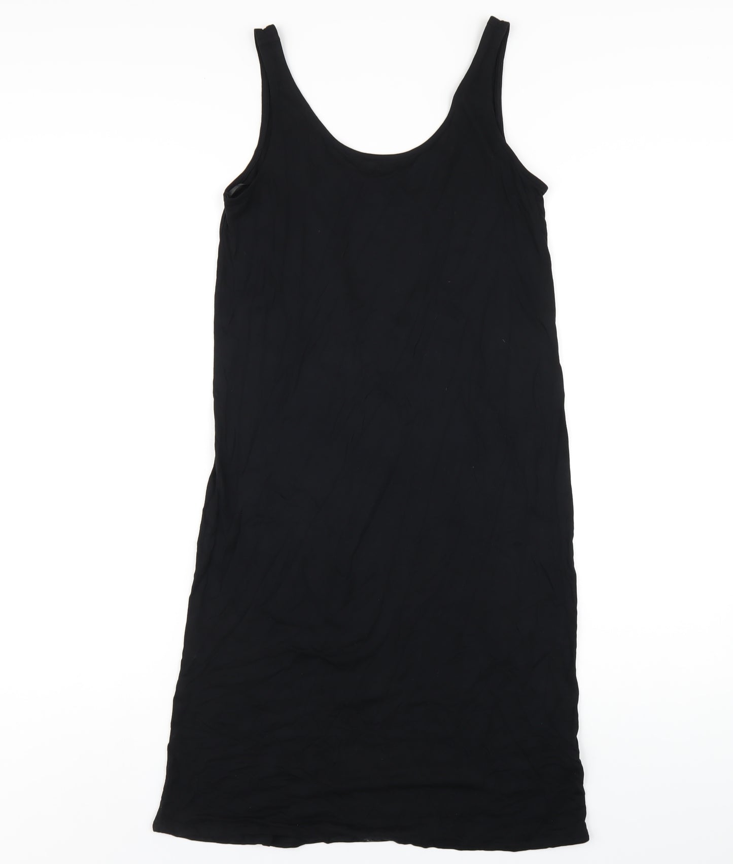 Marks and Spencer Womens Black Viscose Tank Dress Size S Scoop Neck Pullover