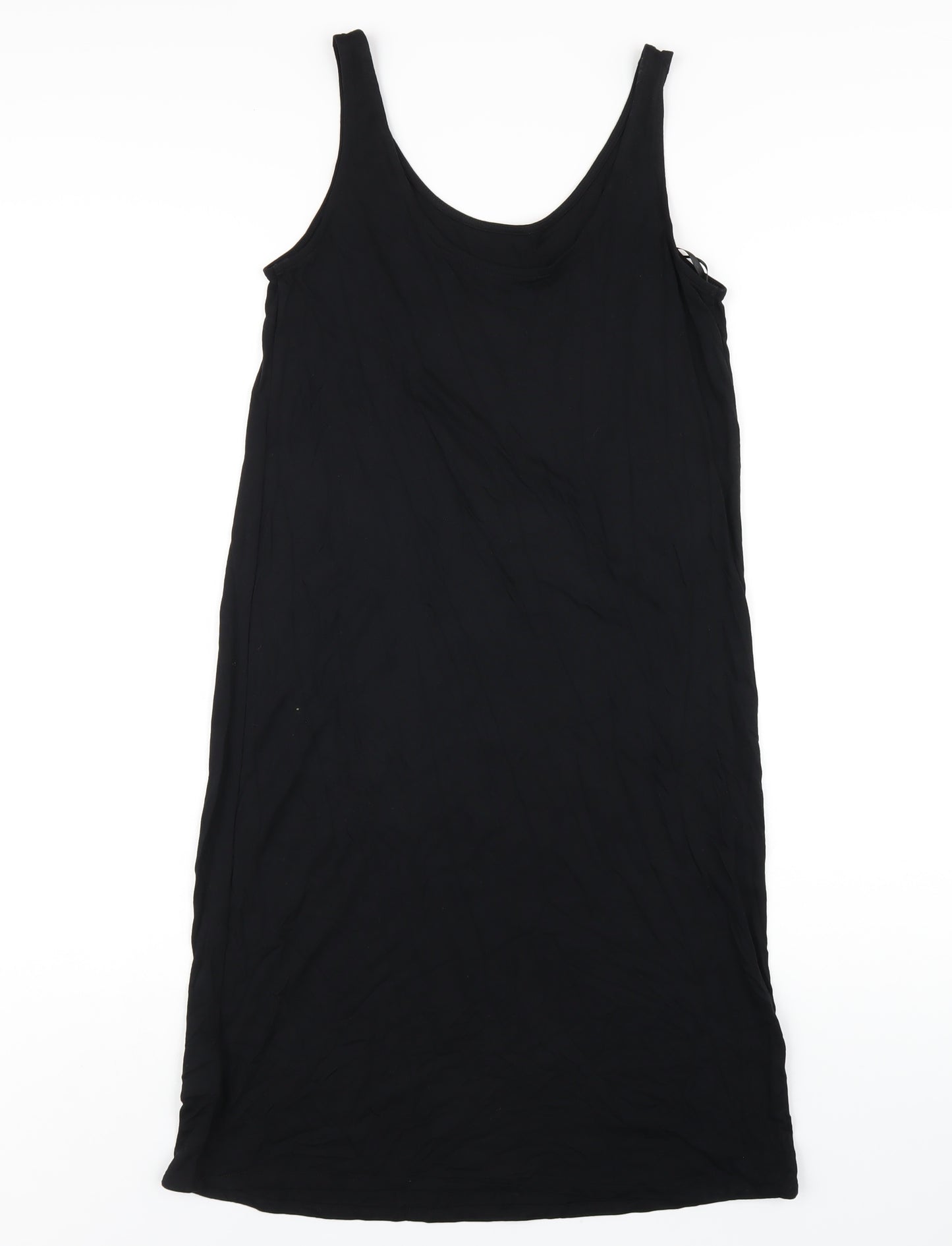Marks and Spencer Womens Black Viscose Tank Dress Size S Scoop Neck Pullover
