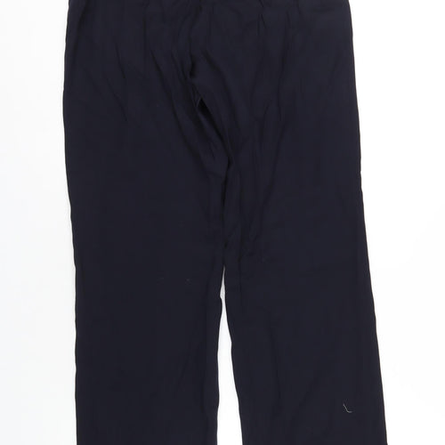 Austin Reed Womens Blue Wool Trousers Size 12 L33 in Regular Zip