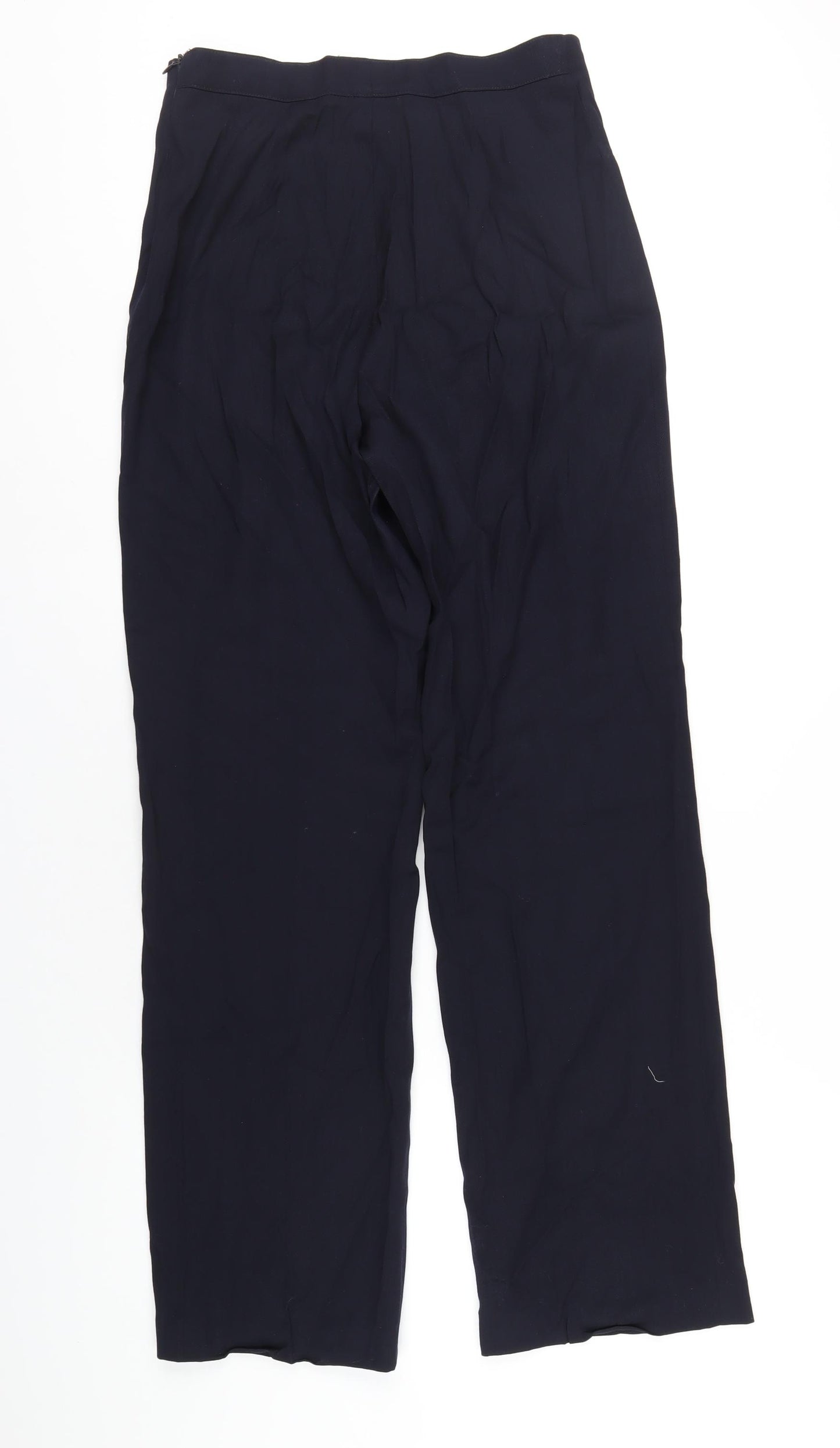 Austin Reed Womens Blue Wool Trousers Size 12 L33 in Regular Zip
