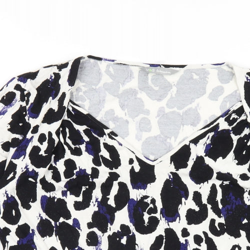 Marks and Spencer Womens Multicoloured Geometric Viscose Basic T-Shirt Size 10 V-Neck