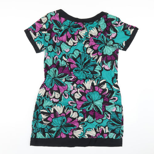H&M Womens Multicoloured Floral Cotton A-Line Size 10 Scoop Neck Pullover