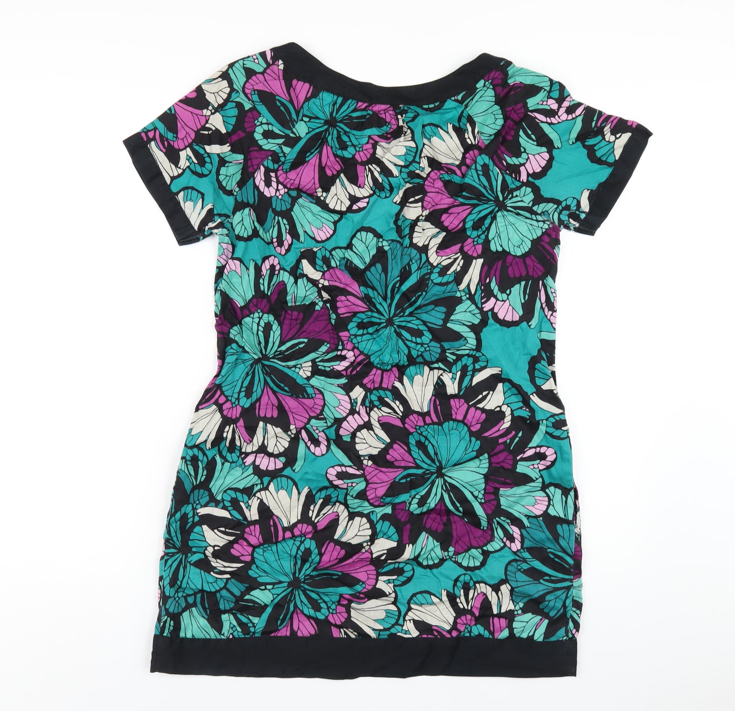 H&M Womens Multicoloured Floral Cotton A-Line Size 10 Scoop Neck Pullover