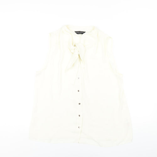 Dorothy Perkins Womens Ivory Polyester Basic Button-Up Size 16 Round Neck
