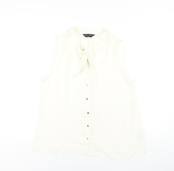 Dorothy Perkins Womens Ivory Polyester Basic Button-Up Size 16 Round Neck