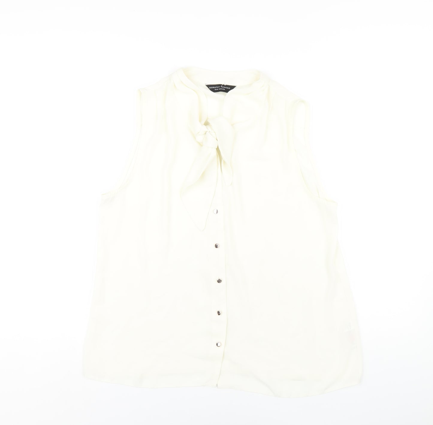 Dorothy Perkins Womens Ivory Polyester Basic Button-Up Size 16 Round Neck