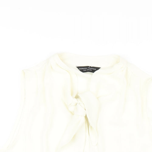 Dorothy Perkins Womens Ivory Polyester Basic Button-Up Size 16 Round Neck
