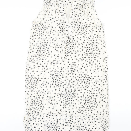 H&M Womens Ivory Geometric Polyester A-Line Size 6 V-Neck Pullover