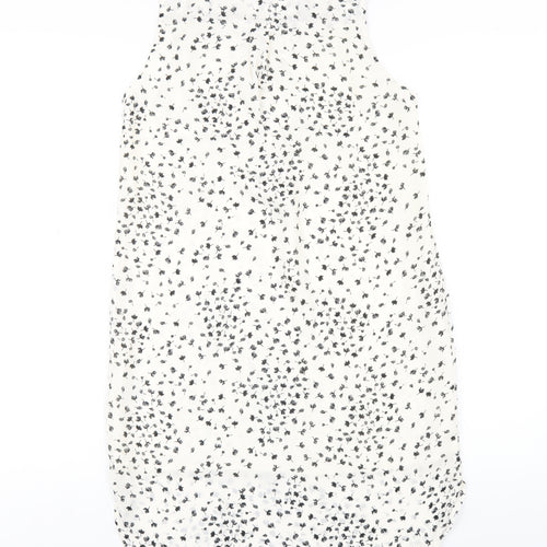 H&M Womens Ivory Geometric Polyester A-Line Size 6 V-Neck Pullover