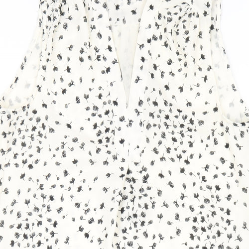 H&M Womens Ivory Geometric Polyester A-Line Size 6 V-Neck Pullover