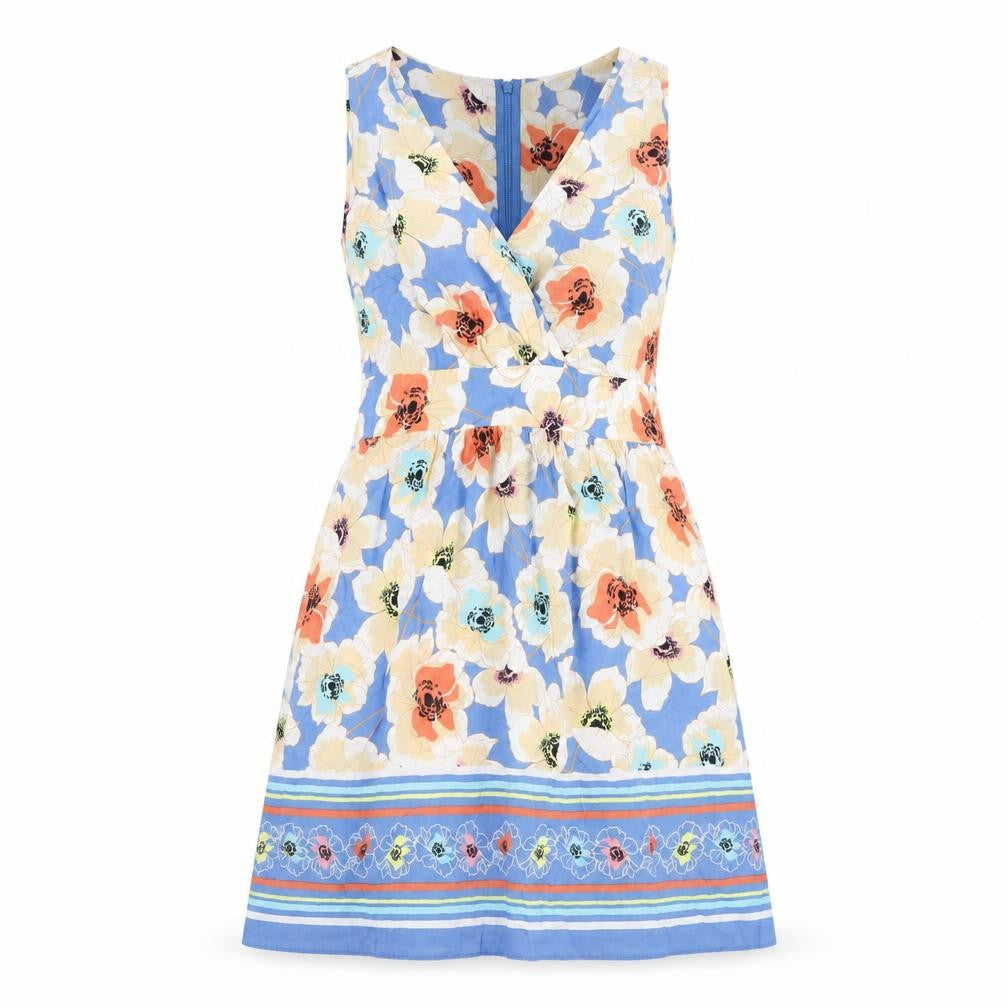 Dorothy Perkins Womens Multicoloured Geometric Cotton A-Line Size 10 V-Neck Zip