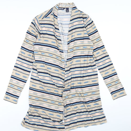 Lands' End Womens Multicoloured V-Neck Striped Viscose Cardigan Jumper Size M