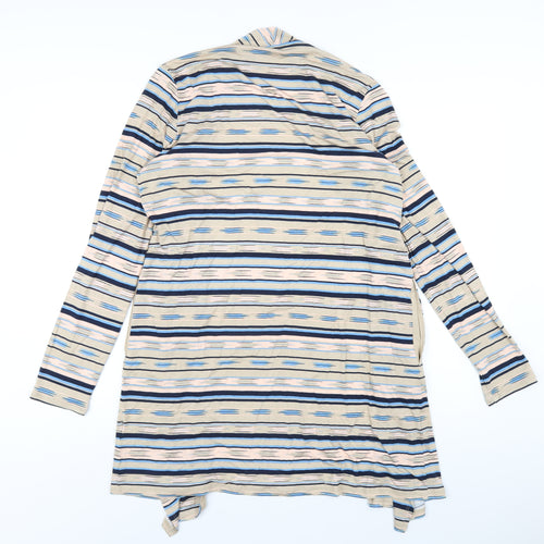 Lands' End Womens Multicoloured V-Neck Striped Viscose Cardigan Jumper Size M