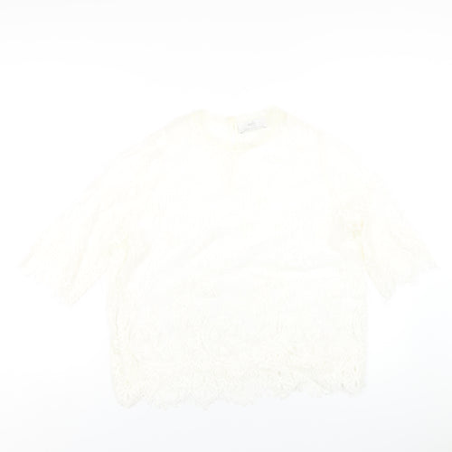 Wallis Womens Ivory Polyester Basic T-Shirt Size 18 Round Neck