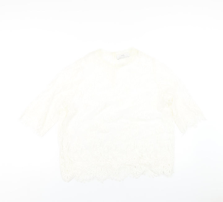 Wallis Womens Ivory Polyester Basic T-Shirt Size 18 Round Neck