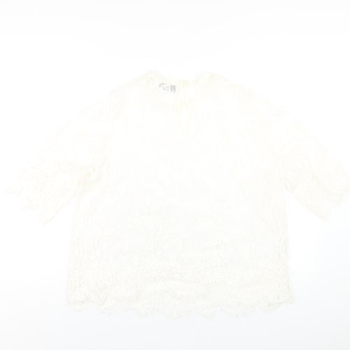 Wallis Womens Ivory Polyester Basic T-Shirt Size 18 Round Neck