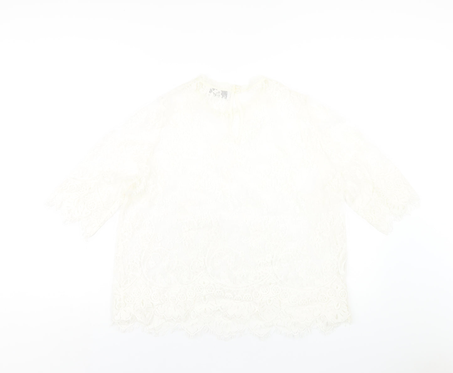 Wallis Womens Ivory Polyester Basic T-Shirt Size 18 Round Neck