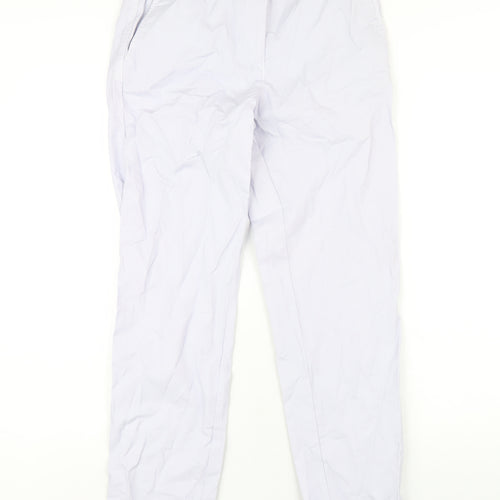 Marks and Spencer Womens Purple Cotton Trousers Size 6 L29 in Regular Zip