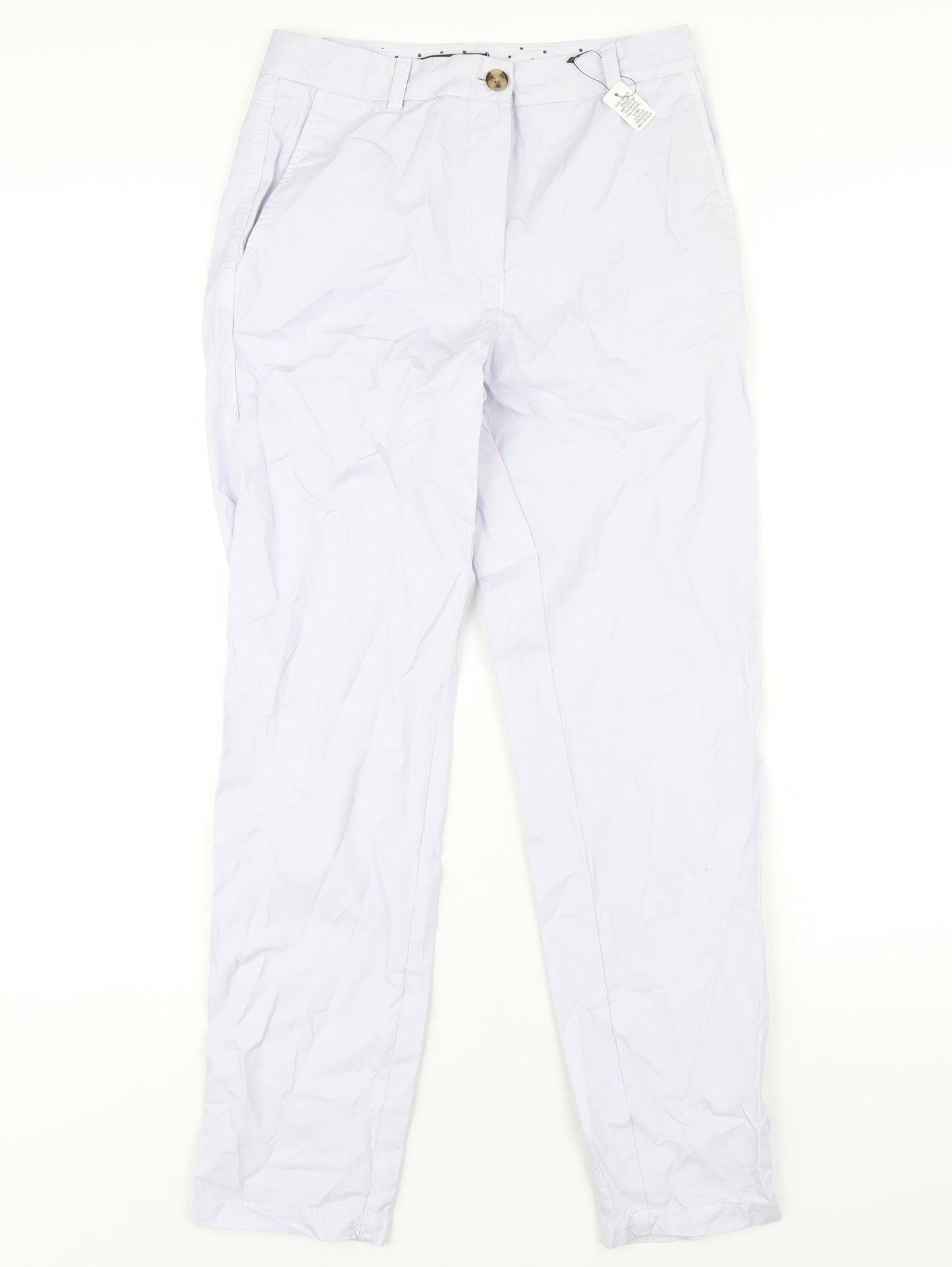 Marks and Spencer Womens Purple Cotton Trousers Size 6 L29 in Regular Zip